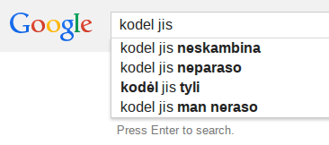 Google search suggestions - kodel jis