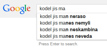 Google search suggestions - kodel jis ma